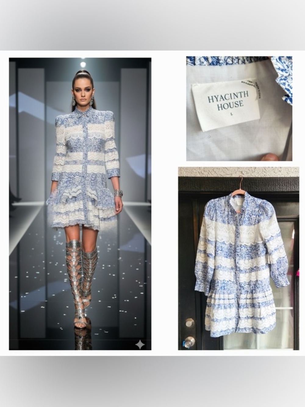 ๐ Hyacinth House for Tuckernuck Lace Trimmed Emmie Mini Dress Blue White XXL - Picture 14 of 15